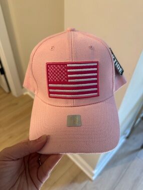 NWT Pink Baseball Cap with American Flag Patch